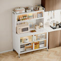 Bakers Racks for Kitchens with Storage, Kitchen Storage Cabinet, Large Bakers Rack with Cabinet, with Wheels and Hooks(White,70cm)