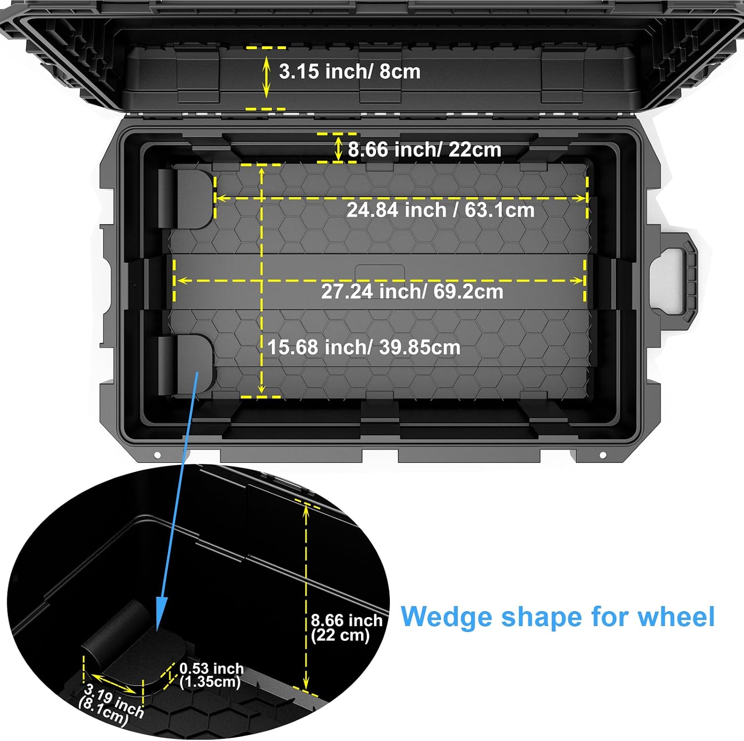 Regetek Waterproof Hard Case, 33 x 21 x 14 Inch, Equipment Case with Wheels/Customizable Foam/Retractable Handle for electronic, tool,cameras, Shockproof,Rolling Hard Case Inner 27.24'x15.6'x11.29'