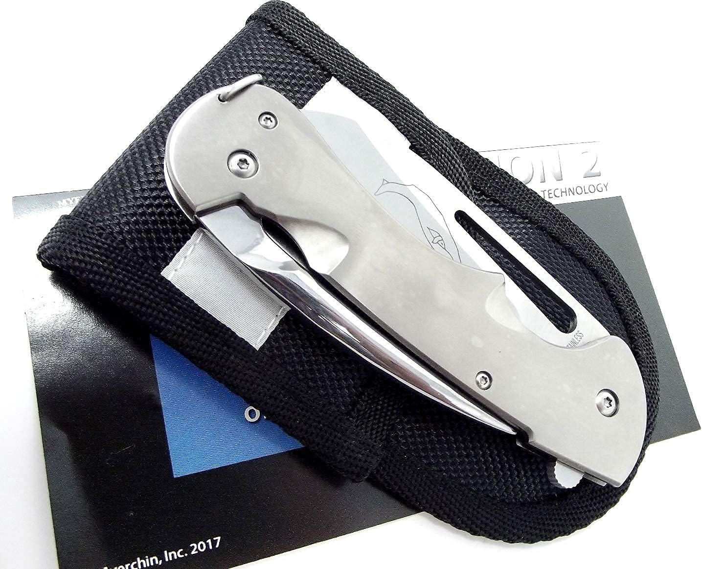 'Tested at Sea' Myerchin TF300P Generation 2 Titanium Captain Pro Rigging Knife - 2.8' German Marine Stainless Blade & Locking Marlin Spike - Professional Full-Size Frame - Includes Sheath & Bonus Leather Lanyard