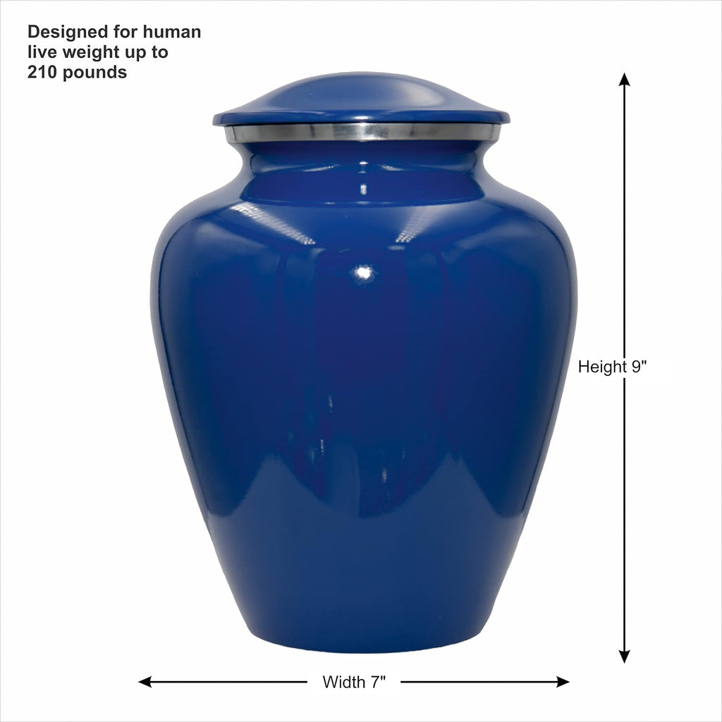 Star of David Blue Cremation Urn for Human Ashes, Jewish Cremation Urn, Religious Ash Urns with Personalized Engraving (Blue)