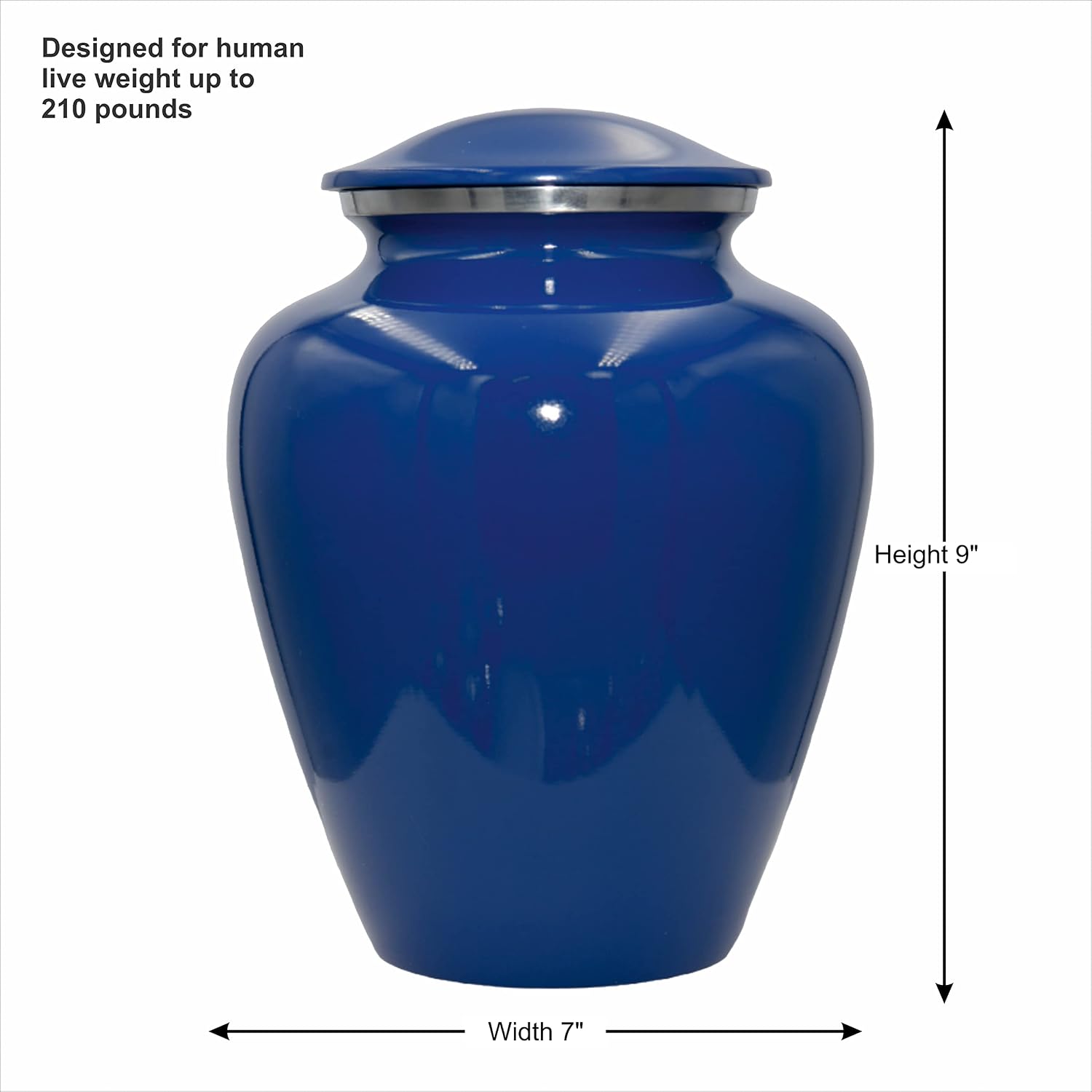 Star of David Blue Cremation Urn for Human Ashes, Jewish Cremation Urn, Religious Ash Urns with Personalized Engraving (Blue)