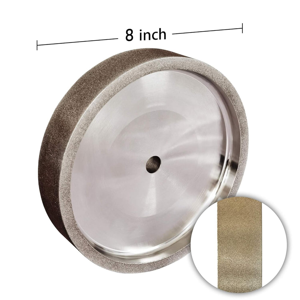 BUCKTOOL 320 Grit 8 Inch CBN Grinding Wheel, 1.5' Wide, 5/8' Arbor Cubic Boron Nitride Sharpening Wheel for Sharpening Wood-Turning Tools, Chisels, Hardcore and More