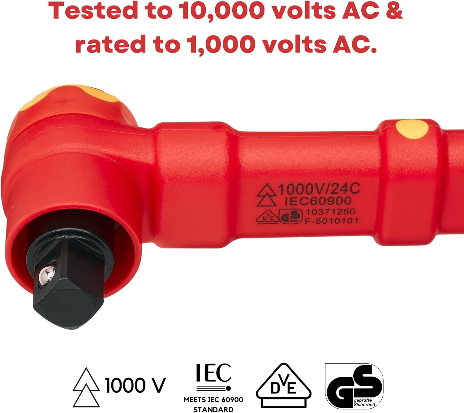 FESA Electrician Insulated Torque Wrench - 1000V Electrician Torque Wrench w/Easy Torque Adjustment & Scale Display - Each Insulated Wrench Has ID for Traceability (1/2' Drive, 10-50 Nm Range)