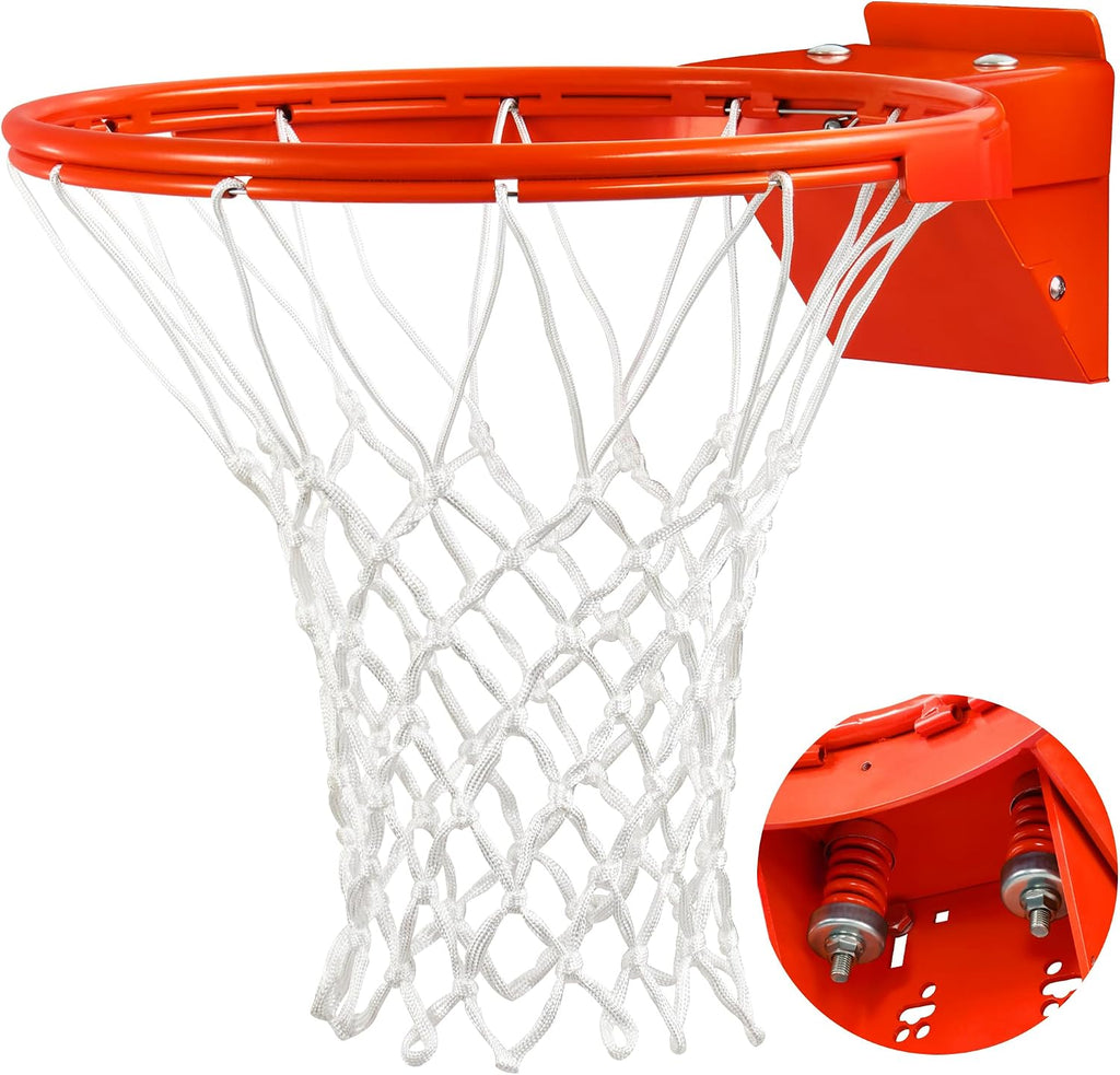 Basketball Rim, Heavy Duty Basketball Rim Replacement - Universal 18 Inch Breakaway Rim and Net,Professional Double-Spring Backboard Rims For In-Ground and Wall-Mounted Basketball Hoops Indoor Outdoor