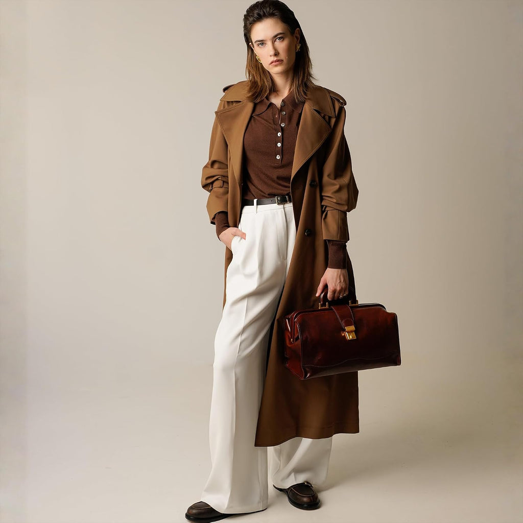Time Resistance Leather Doctor Bag - Italian Handmade Medical Bag - Vintage Style Handbag - Real Leather Briefcase