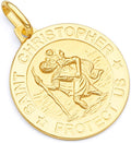 14k REAL Yellow/White Gold Religious Saint Christopher Medal Charm Pendant - 3 Different Size Available