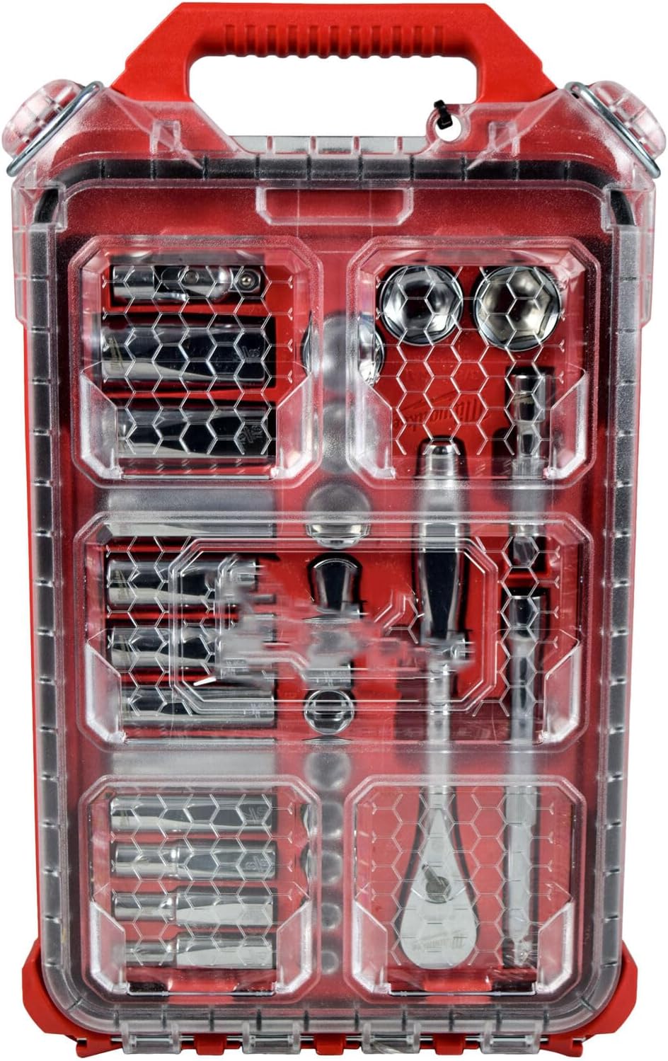 Socket Set For Milwaukee 48-22-9481 3/8' Ratchet SAE Mechanics Tool Set w/Packout Case (Size:2.7 x 9.6 x 16.3 in) - 28pc, Red