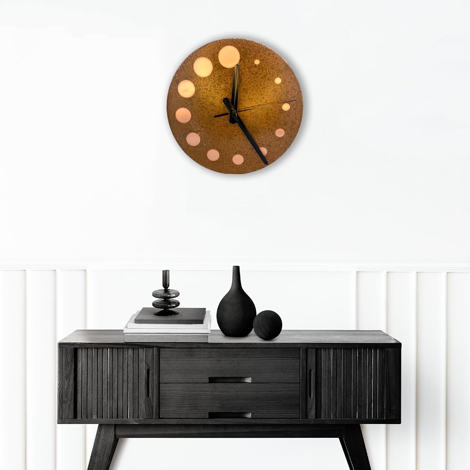 Handmade Pure Copper Wall Clock for Home Decoration, Decor Clock for Living Room, Bedroom and Kitchen, Rustic Decorative Mural Clock Art for Farmhouse (Circles of Time, 17.7)