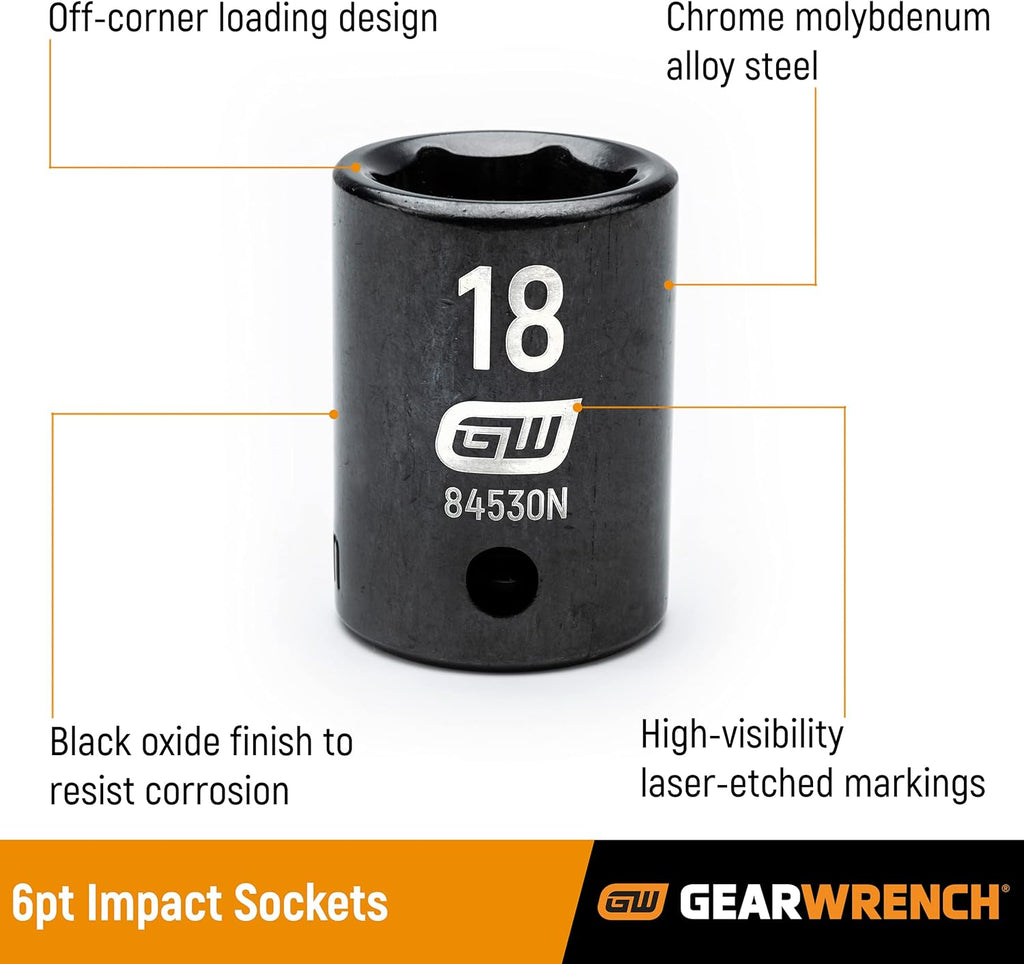 GEARWRENCH 80 Piece 3/8' Drive Standard & Deep SAE/MM Master Impact Socket Set - 89093