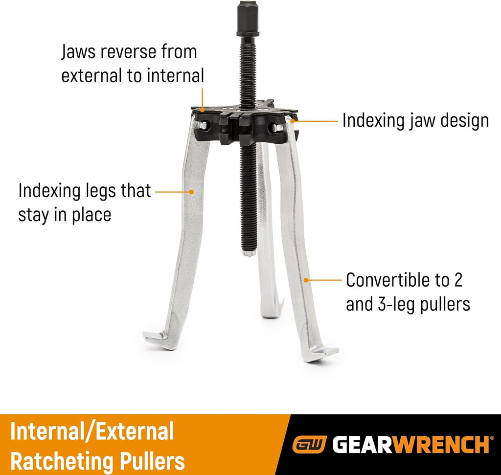 GEARWRENCH 2 or 3 Jaw Internal/External Ratcheting Puller Set, 2 and 5 Ton - 3627 (Pack of 6)