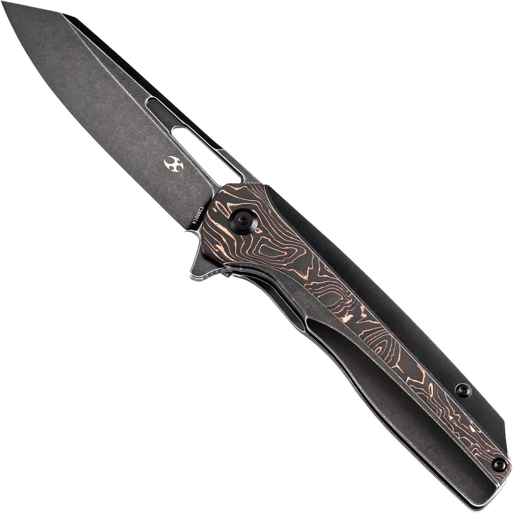 KANSEPT Shard Pocket Folding Knife 3.48'' CPM-S35VN Material with Blackwash Titanium Copper Carbon Fiber Handle Everyday Carry K1006C1