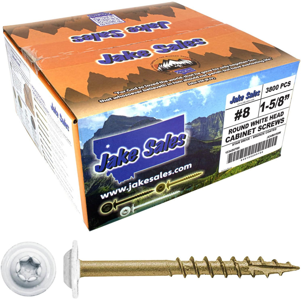 #8 x 1-5/8' Bronze Star Exterior Coated Modified White Truss Head - Cabinet Wood Screw Torx/Star Drive Head - Exterior Coated Torx/Star Drive Wood Screws ~ 2520 Screw Count