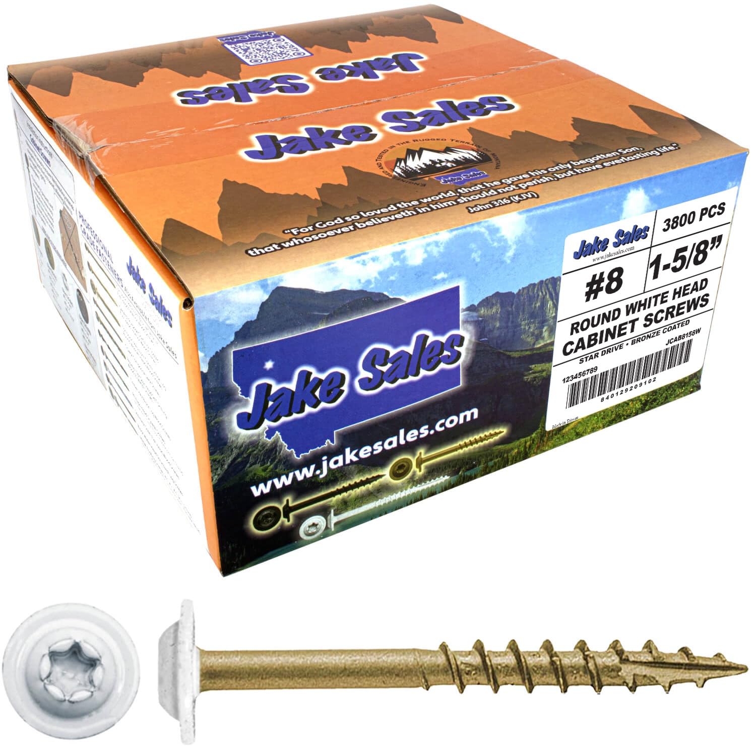 #8 x 1-5/8' Bronze Star Exterior Coated Modified White Truss Head - Cabinet Wood Screw Torx/Star Drive Head - Exterior Coated Torx/Star Drive Wood Screws ~ 2520 Screw Count