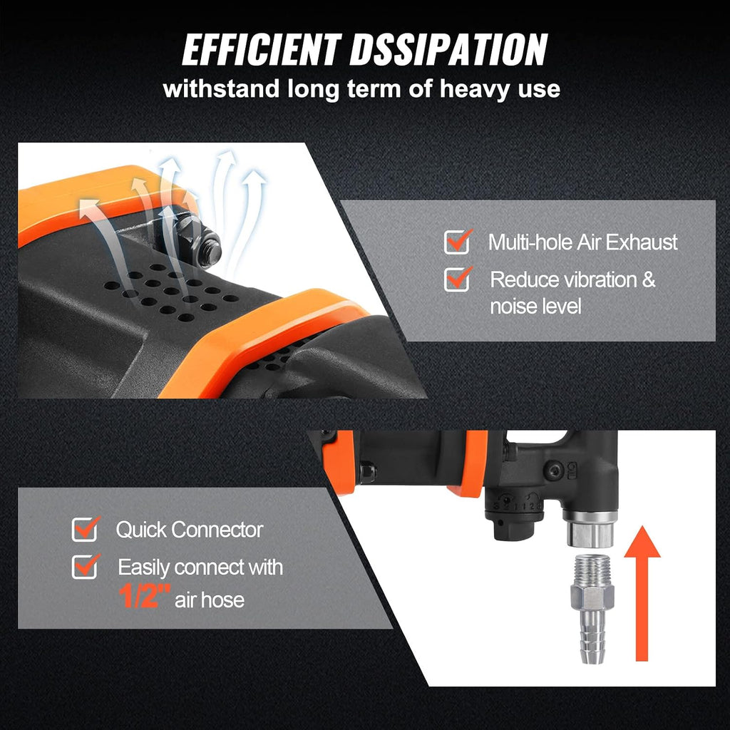 VEVOR 1 Inch Air Impact Wrench, Up to 3160 ft-lbs High Reverse Torque Output 1' Pneumatic Impact Gun w/ 8 Inch Extended Anvil & Carrying Case for Heavy Duty Repairs and Maintenance