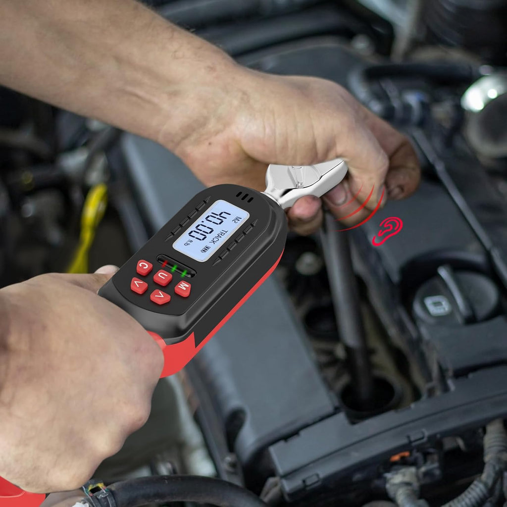 VANPO 3/8' & 1/2' Digital Torque Wrench Set, 3.1-62.7Ft.lb+14.7-295Ft.lb | 4.2-85Nm+20-400Nm, ±2% Accuracy, Preset Value, Buzzer & LED Indicator, Data Storage, for Car, Motorcycle, Truck, RV & Towing