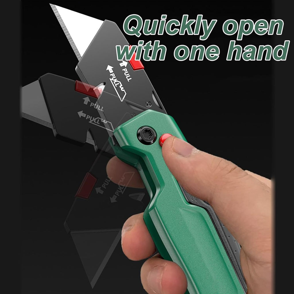 Heavy-duty Folding Utility Knife，with Integrated Blade Storage，box Cutter Folding Includes Belt Clip, 13 Blades(*3)