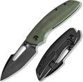 KANSEPT Link Pocket Folding Knives EDC Camping Hiking Folding Knife for Men Women 3'' Blackwash CPM 20CV Blade with Green Micarta Blackwash Titanium with Frag Pattern Handle Everyday Carry K1068A1