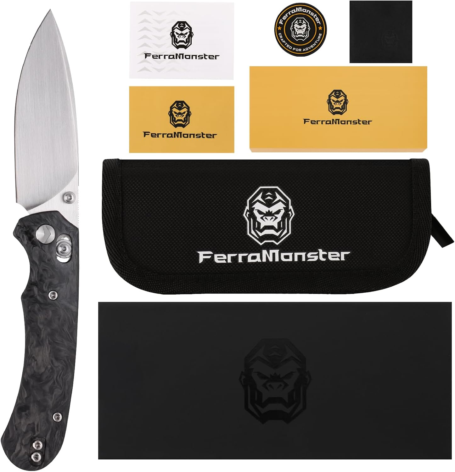 Folding Pocket Knife, 3.31'' M390 Blade, Erogonomic Titanium Handle, Pocket Knife for Men, EDC Knife for Hunting, Outdoor Survival Fishing Hiking Camping Knives (Black&Grey)