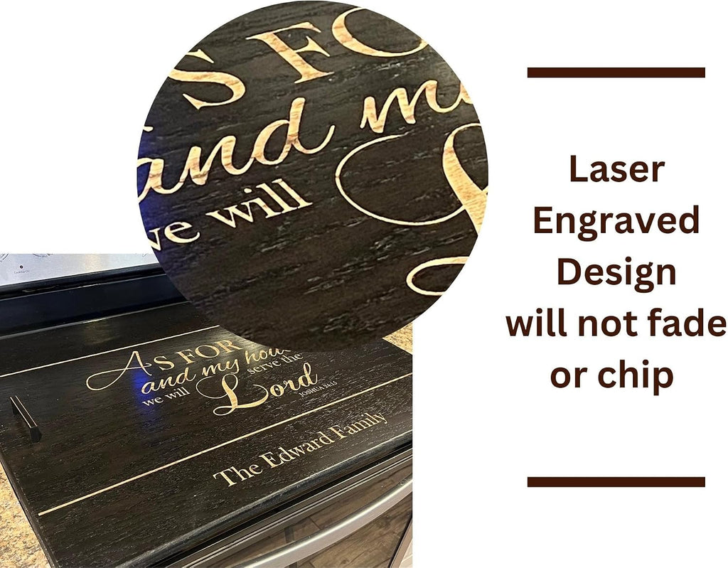 Stove Cover/Personalized and Laser Engraved/Burner Guard/Stove Top Cover/Noodle Board/Wooden Stove cover for Electric Stove/Scripture Verse As for me and my House with Family Name