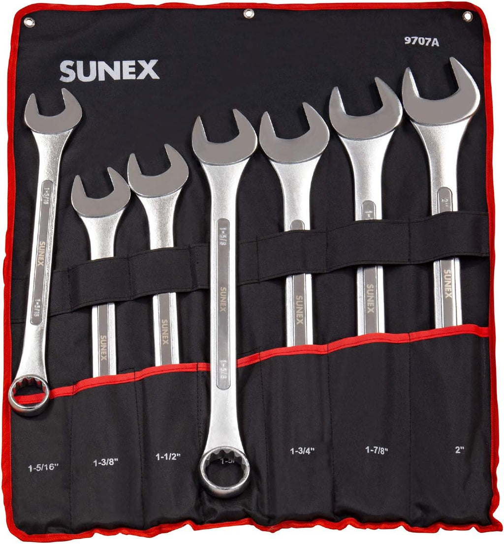 Sunex Tools Wrench Set Bundle - Jumbo & Stubby Combination Wrenches (7 & 11 Pieces)