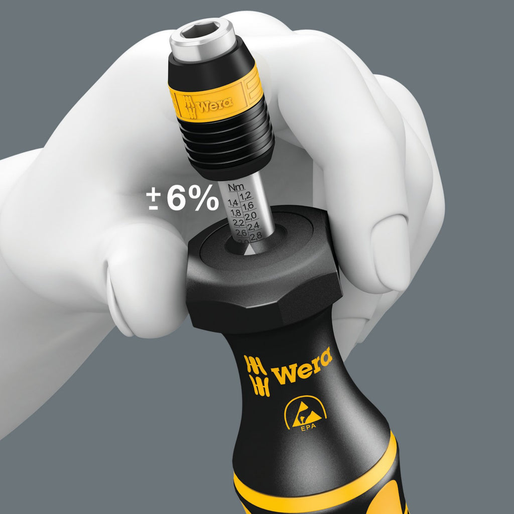 Wera 05074733001 Kraftform ESD 7445 Hexagon Torque Screwdriver, 1/4' Head, 2.5-11.5'/lbs Variable Torque Adjustment Range