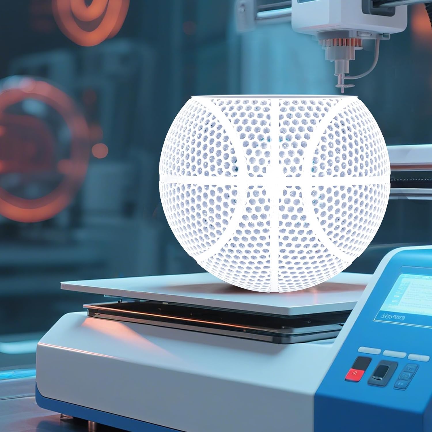 3D Printed Basketball-Airless Basketball,Ultra - Quiet & No Pump Needed,High Bounce,Official Size7,Indoor, Gym & Outdoor Use