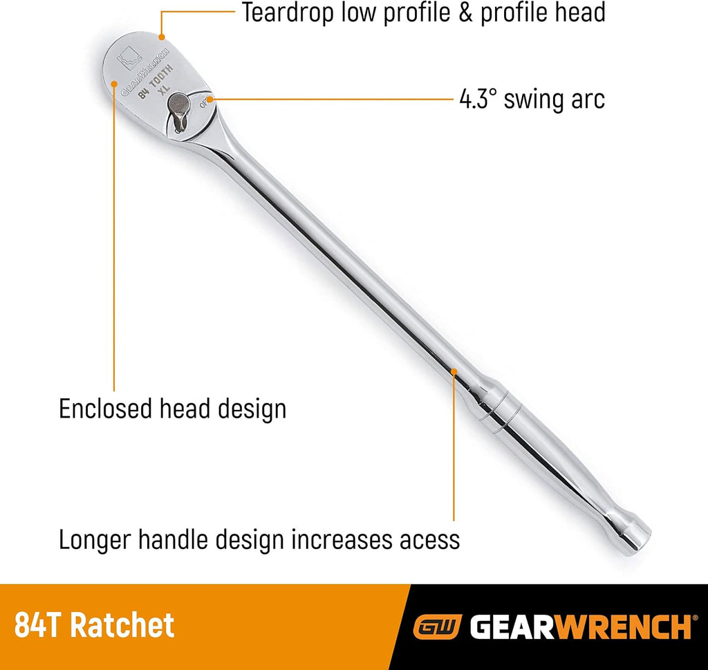 GEARWRENCH 3/8' Drive Long Handle Teardrop Ratchet 11', 84 Tooth - 81264