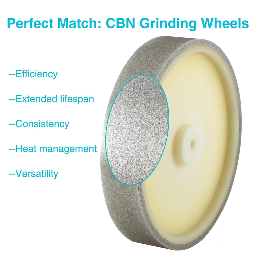 CBN Grinding Wheel for Sharpening, 10 Inches Diameter, 12mm Arbor Fitment, Tormek Compatible (200 Grit)