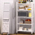 Microwave Storage Stand,Microwave Stand with Storage Cabinet Made of Carbon Steel Kitchen Baker's Rack with Storage Open Operator Console with Brakeable Casters Foldable(Color:White)