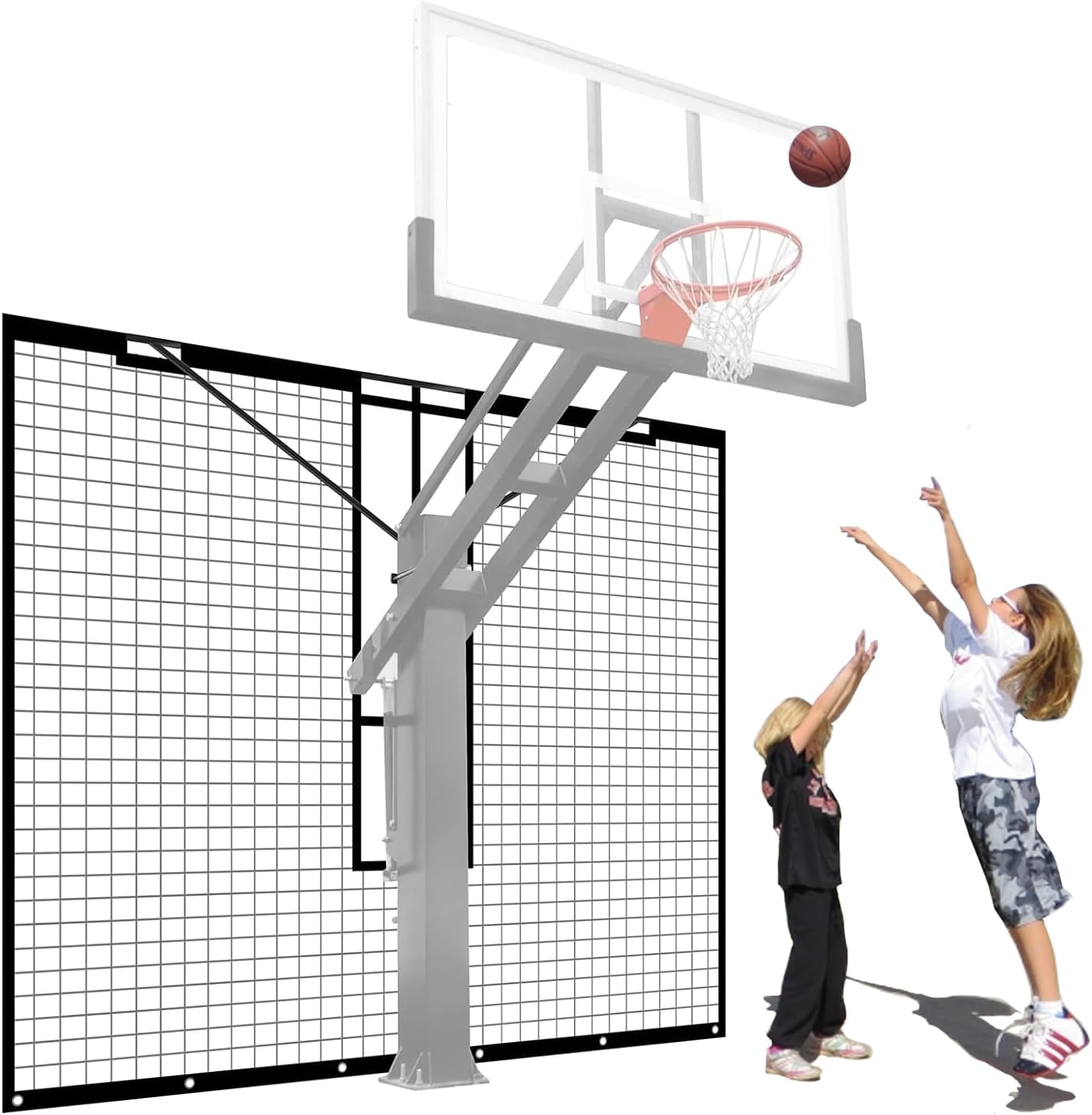 Heavy Duty Basketball Return Net 12FT X 10FT, UV-Resistant Yard Guard Backstop Net Basketball Return & Defensive Net System, Ball Net Catcher Suit for Square Poles
