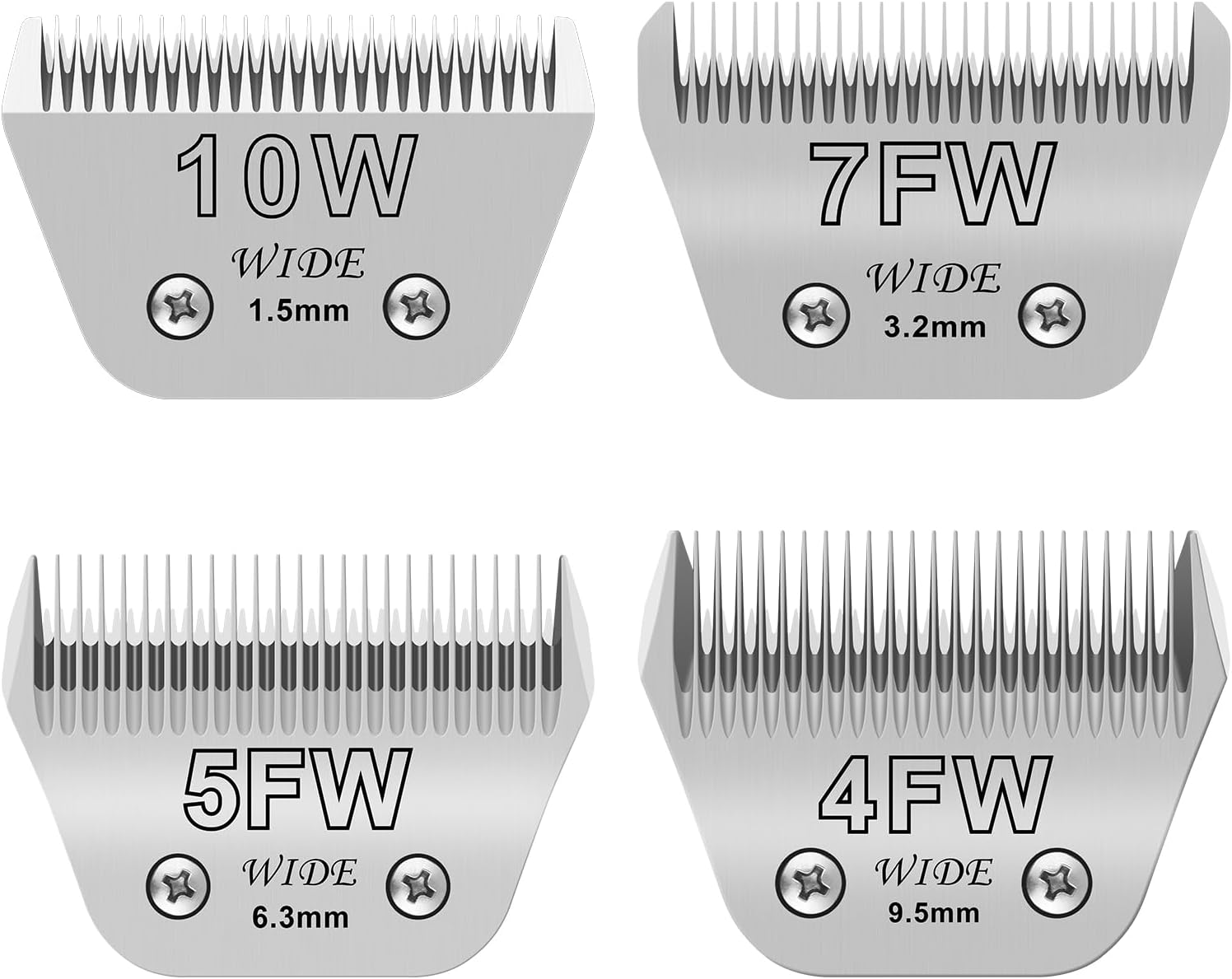 4pack Dog Grooming Wide Blade,Detachable Pet Dog Grooming Blades,Compatible with Andis,Oster A5,Wahl km10 Clippers