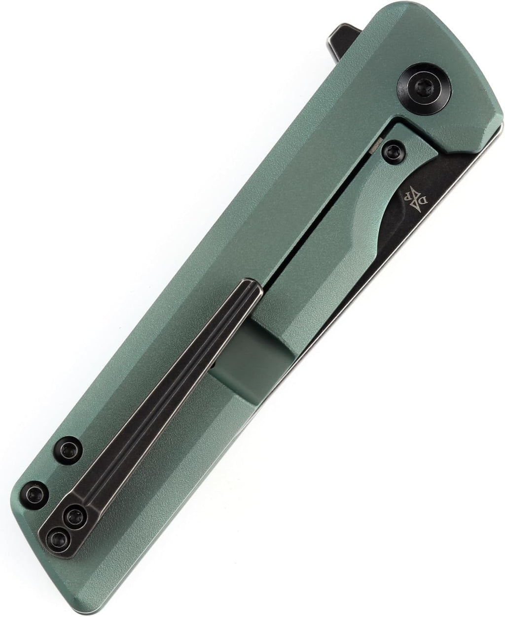 KANSEPT Anomaly Pocket Folding Knives EDC Camping Folding Knife 3.14'' Black Stonewashed CPM S35VN Material Pocket Folding Knife with Green Orange Peel Finish Titanium Handle Everyday Carry K2038A4