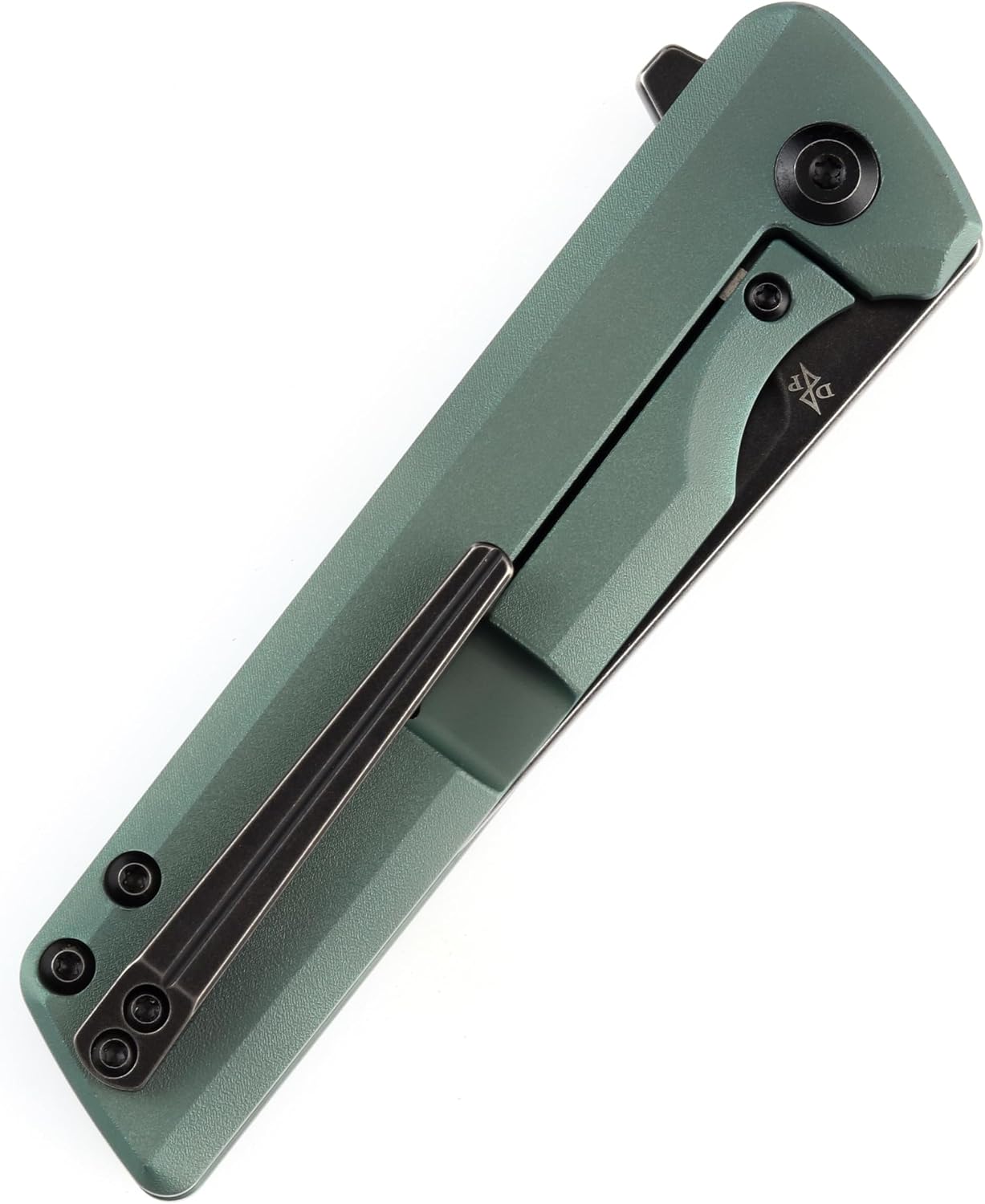 KANSEPT Anomaly Pocket Folding Knives EDC Camping Folding Knife 3.14'' Black Stonewashed CPM S35VN Material Pocket Folding Knife with Green Orange Peel Finish Titanium Handle Everyday Carry K2038A4