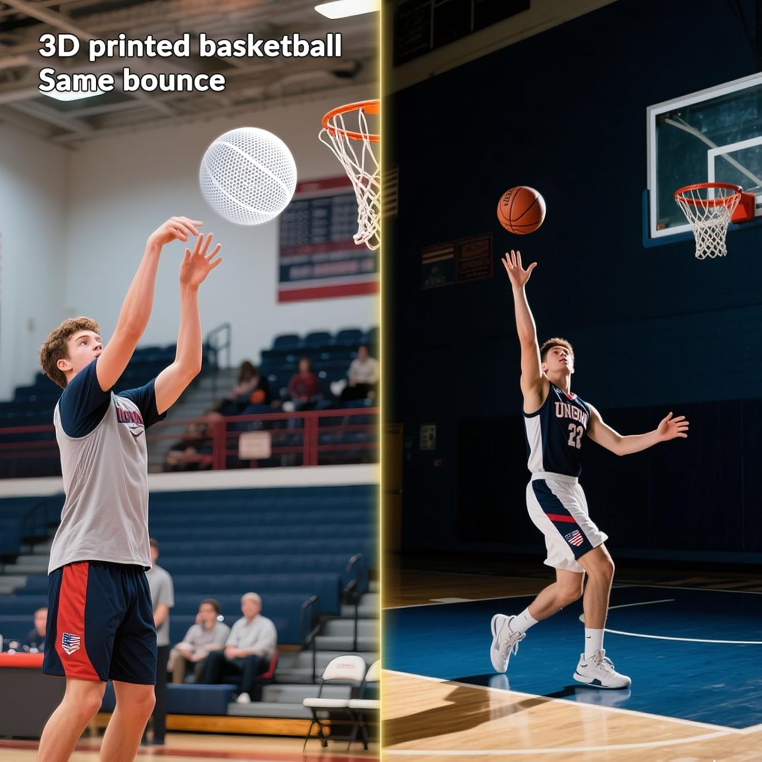 3D Printed Basketball-Airless Basketball,Ultra - Quiet & No Pump Needed,High Bounce,Official Size7,Indoor, Gym & Outdoor Use