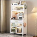 Black 5 Tier Kitchen Bakers Rack with Adjustable Shelf and Drawer 70×23.6In Pantry Storage Stand for Microwave Buffet Coffee Bar Cabinet,White,179×60cm/70×23.6in