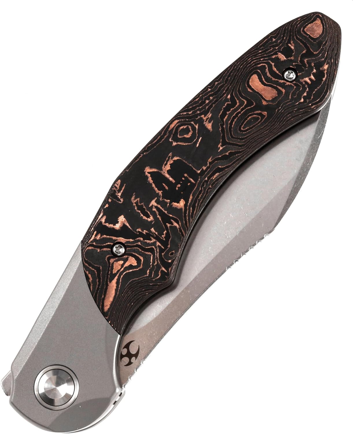 KANSEPT Cosmos Pocket Folding Knives for Men EDC Camping Knife 3.58'' CPM 20CV Blade Material Pocket Folding Knife with Titanium Copper Carbon Fiber Handle Everyday Carry K1059A1