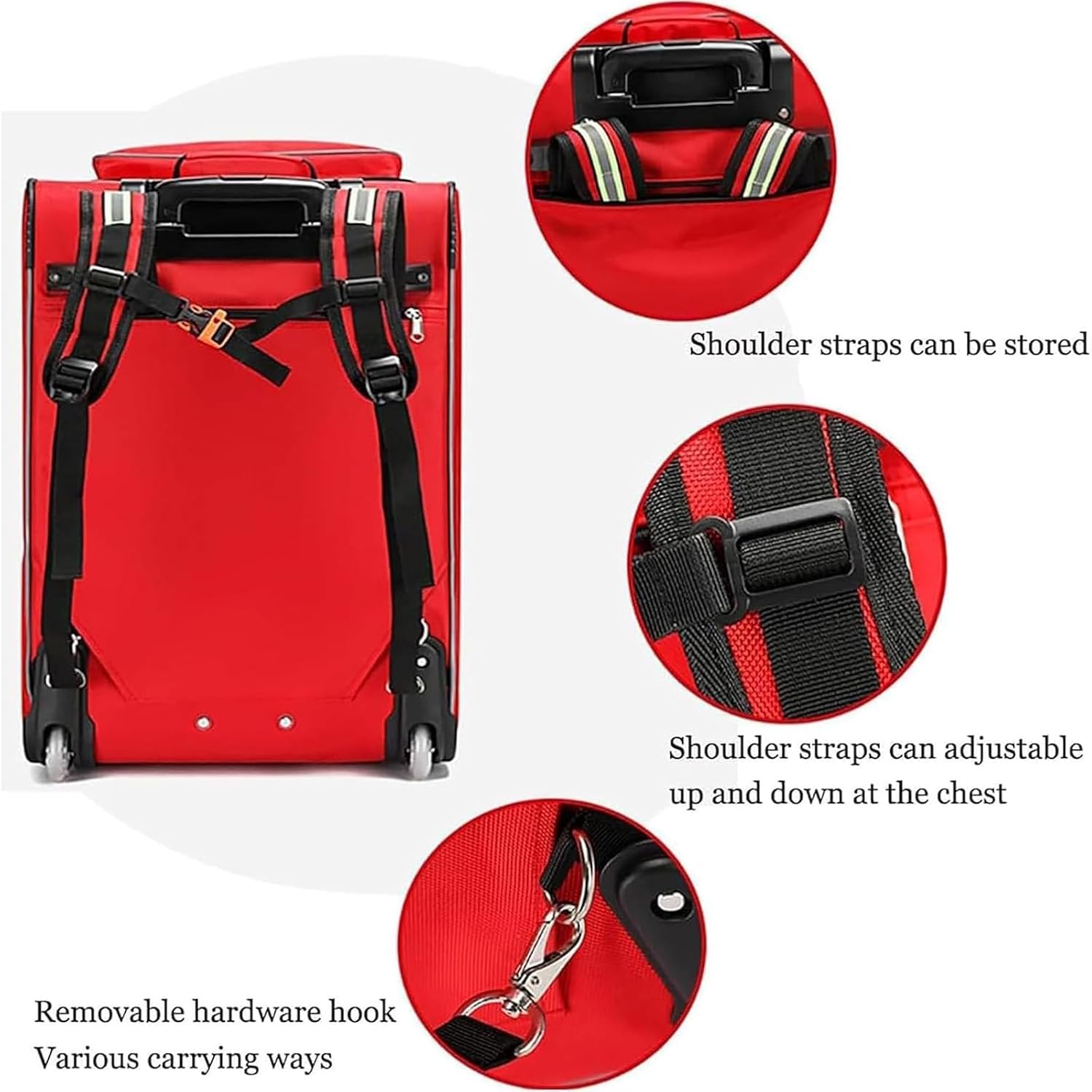 Emergency First Aid Backpack, High Capacity Waterproof Rolling Medical Bag for Portable Healthcare Solutions