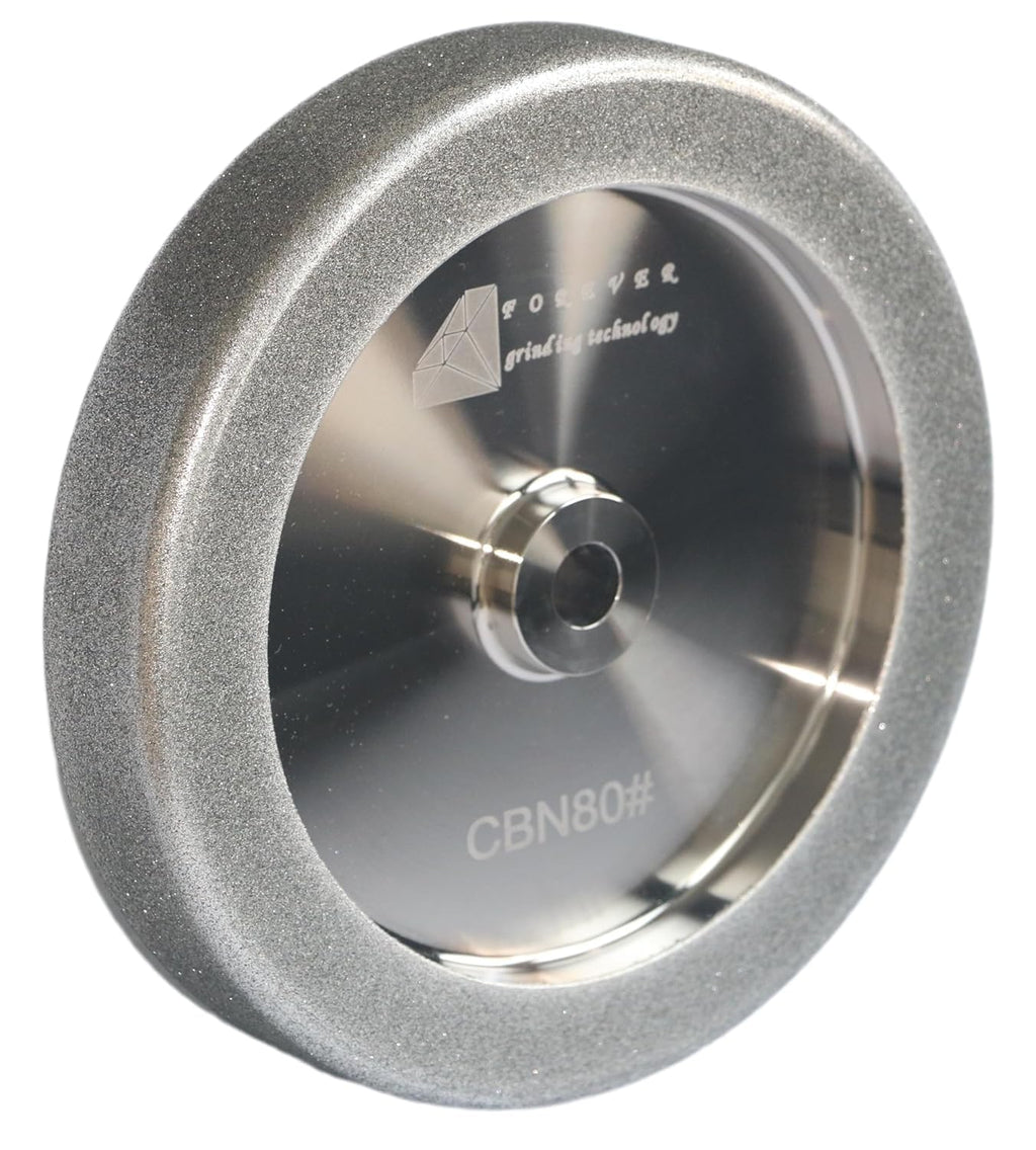 Generic 4 in 1 PLUS CBN Grinding Wheel 8'' Diameter, 5/8'' Arbor,1.5'' Wide with 1/4'' Radius,1'' Down The Side,for Sharpening Woodturning and HSS Tools(350 Grit), Silver
