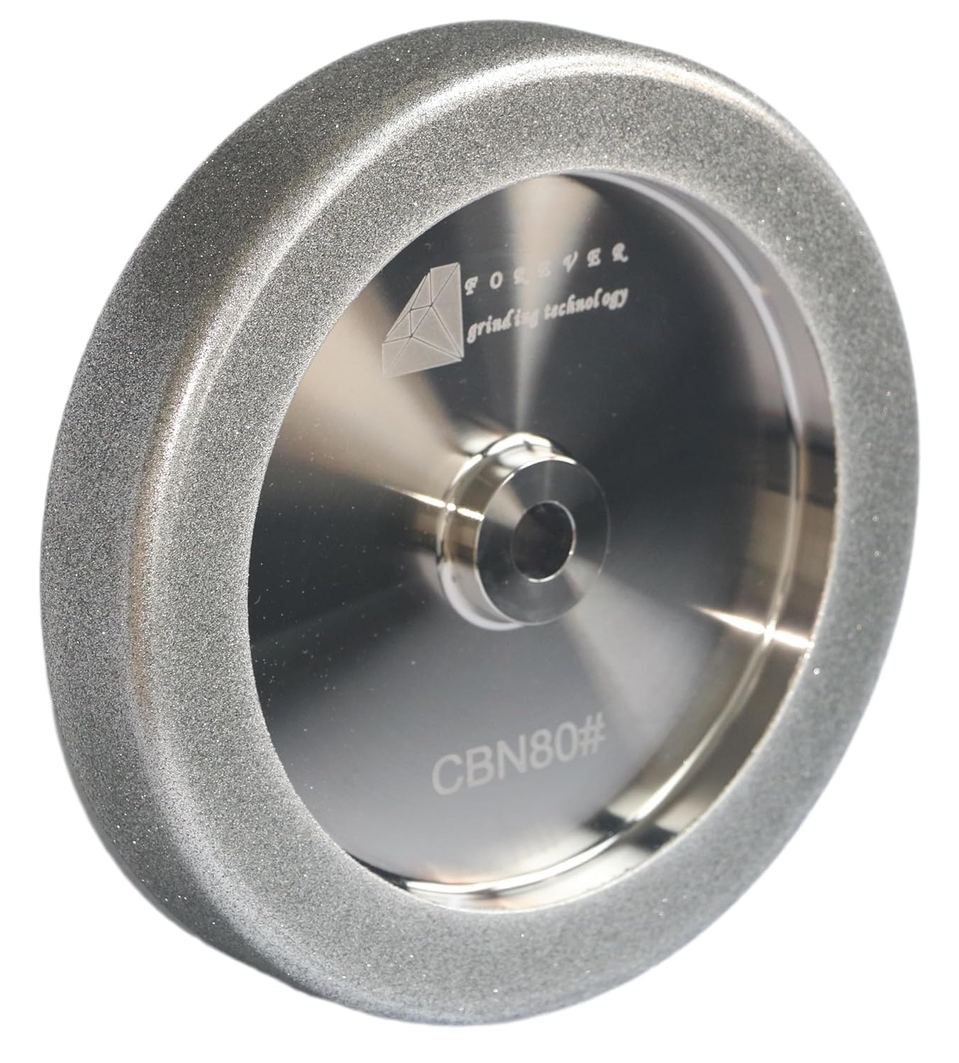 Generic 4 in 1 PLUS CBN Grinding Wheel 8'' Diameter, 5/8'' Arbor,1.5'' Wide with 1/4'' Radius,1'' Down The Side,for Sharpening Woodturning and HSS Tools(80 Grit), Silver