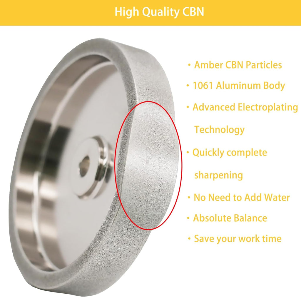 CBN Grinding Wheel 6 inch 600&1000 Grit,1/2' Bore,1' Wide,for All Kinds of 6 inch Bench Grinders,for Sharpening High Speed Steel Tools WoodTurining Tools