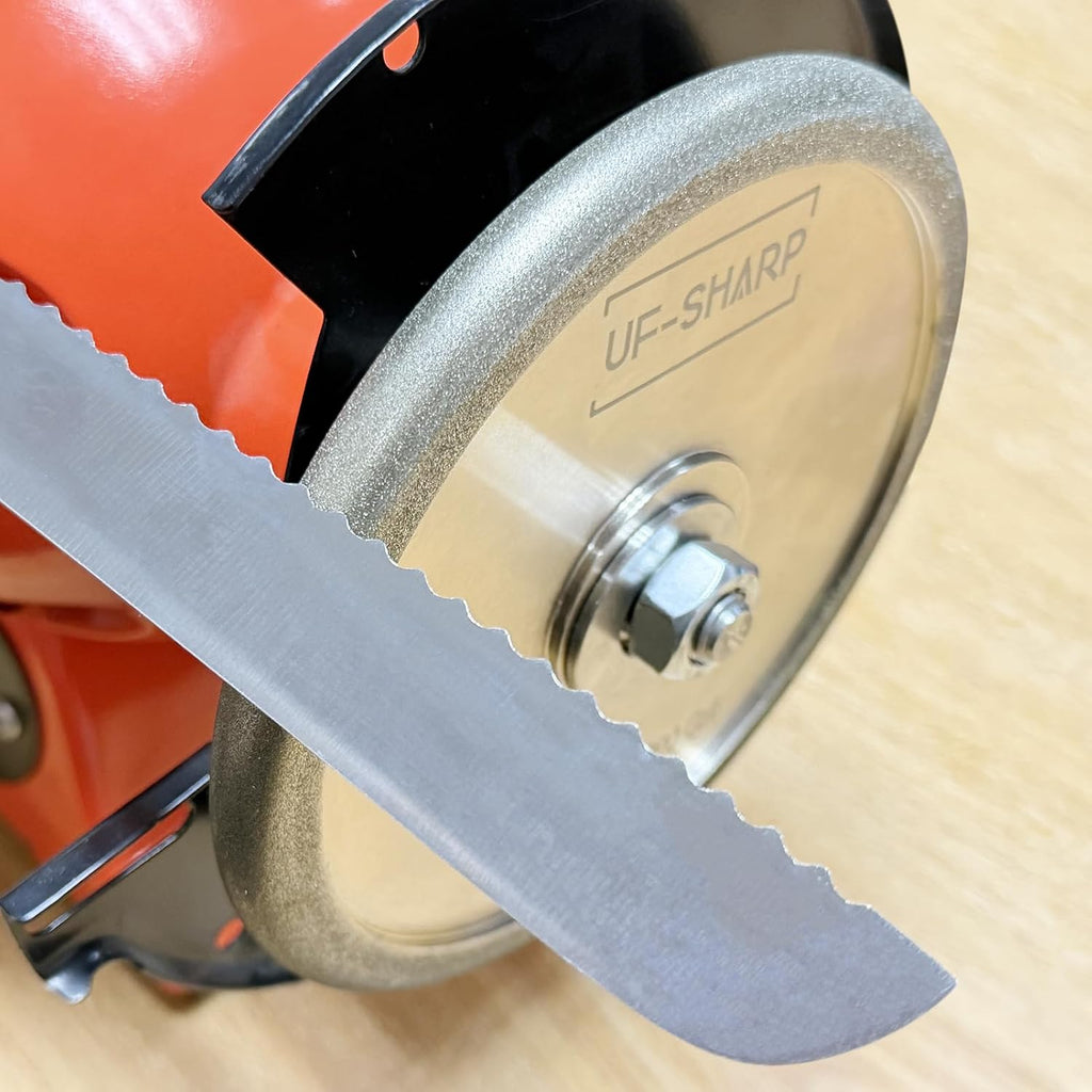 Diamond Serration Grinding Wheel for Sharpen Common Size of Bread Knife Serration,with Arbor Adapter to Fit 1/2'', 5/8'', 3/4'' Shaft (1 inch, 200, Medium)
