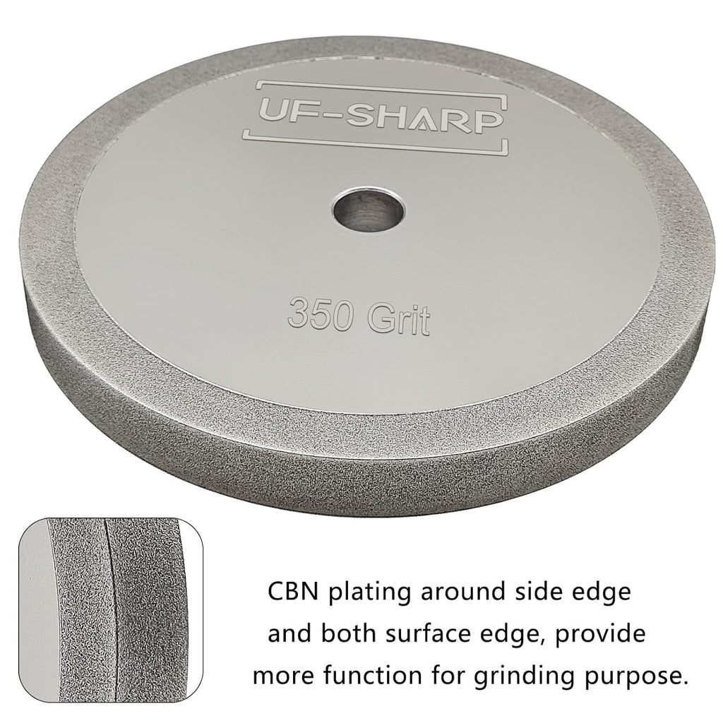 CBN Grinding Wheel for Twice as Sharp, 350 Grit, 5' Dia, 1/2' Thick, 1/2' Arbor