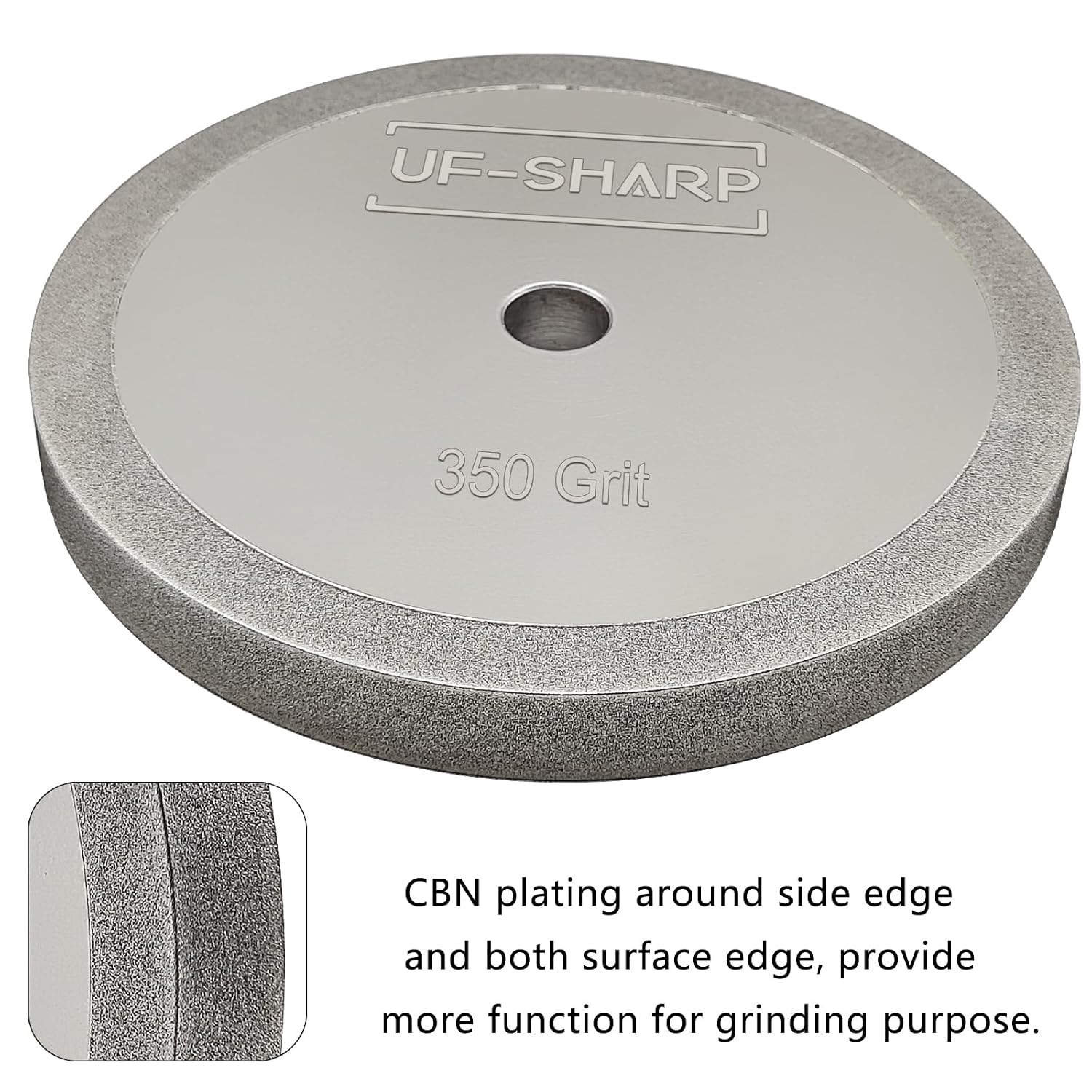 CBN Grinding Wheel for Twice as Sharp, 350 Grit, 5' Dia, 1/2' Thick, 1/2' Arbor