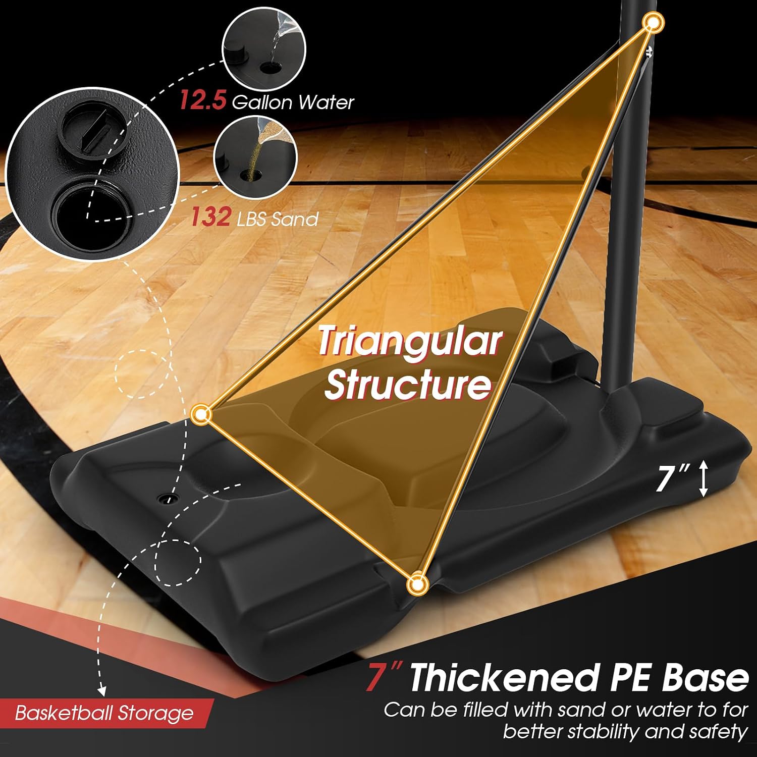 GYMAX Basketball Hoop, 5.9-10 FT Adjustable Basketball Goal with Shatterproof Backboard & 2 Nets, Portable Basketball Hoop for Indoor/Outdoor Kids Teens Adults