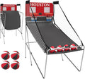 Basketball Arcade Game Indoor, Dual Shot Electronic Basketball with 8 Play Modes, LCD Score Display, and 4 Rubber Balls, Indoor Basketball Arcade Game for Home, Red