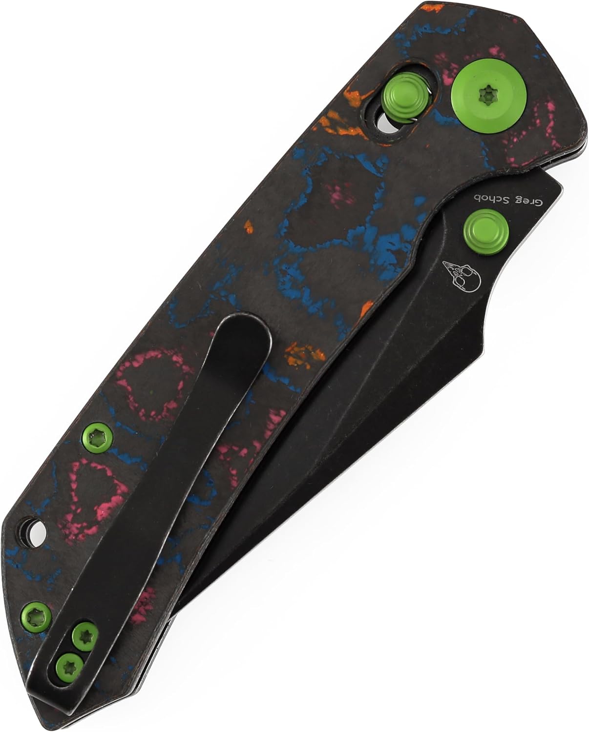 KANSEPT Fenrir Pocket Knife,3.48'' Black Stonewashed CPM S35VN Harpoon Blade,80S Camo CarbonFiber Handle,Thumb Stud PocketClip for Edc,Camping Survival Hiking Folding Knives K1034V4