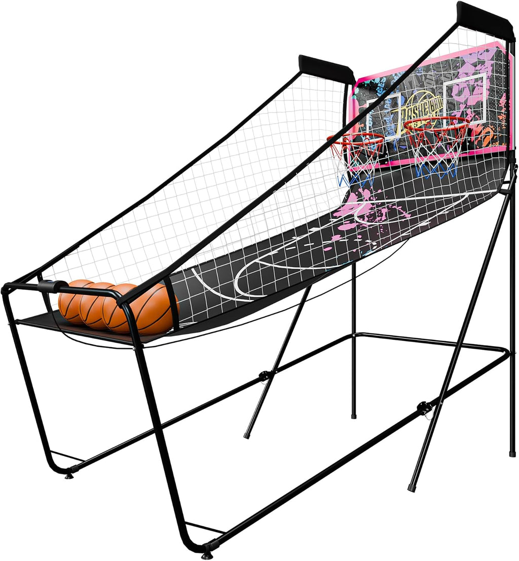 Nova Microdermabrasion Foldable Indoor Basketball Arcade Game Double Shot 2 Player W/ 4 Balls, Electronic Scoreboard and Inflation Pump (Dark Purple)