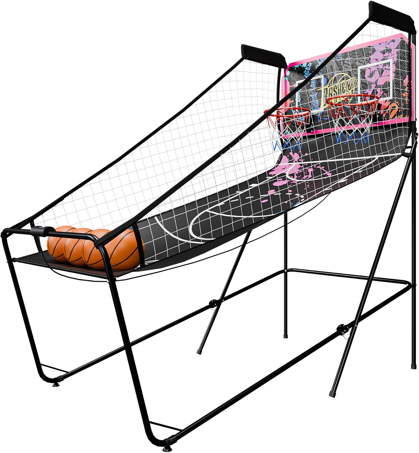 Nova Microdermabrasion Foldable Indoor Basketball Arcade Game Double Shot 2 Player W/ 4 Balls, Electronic Scoreboard and Inflation Pump (Dark Purple)
