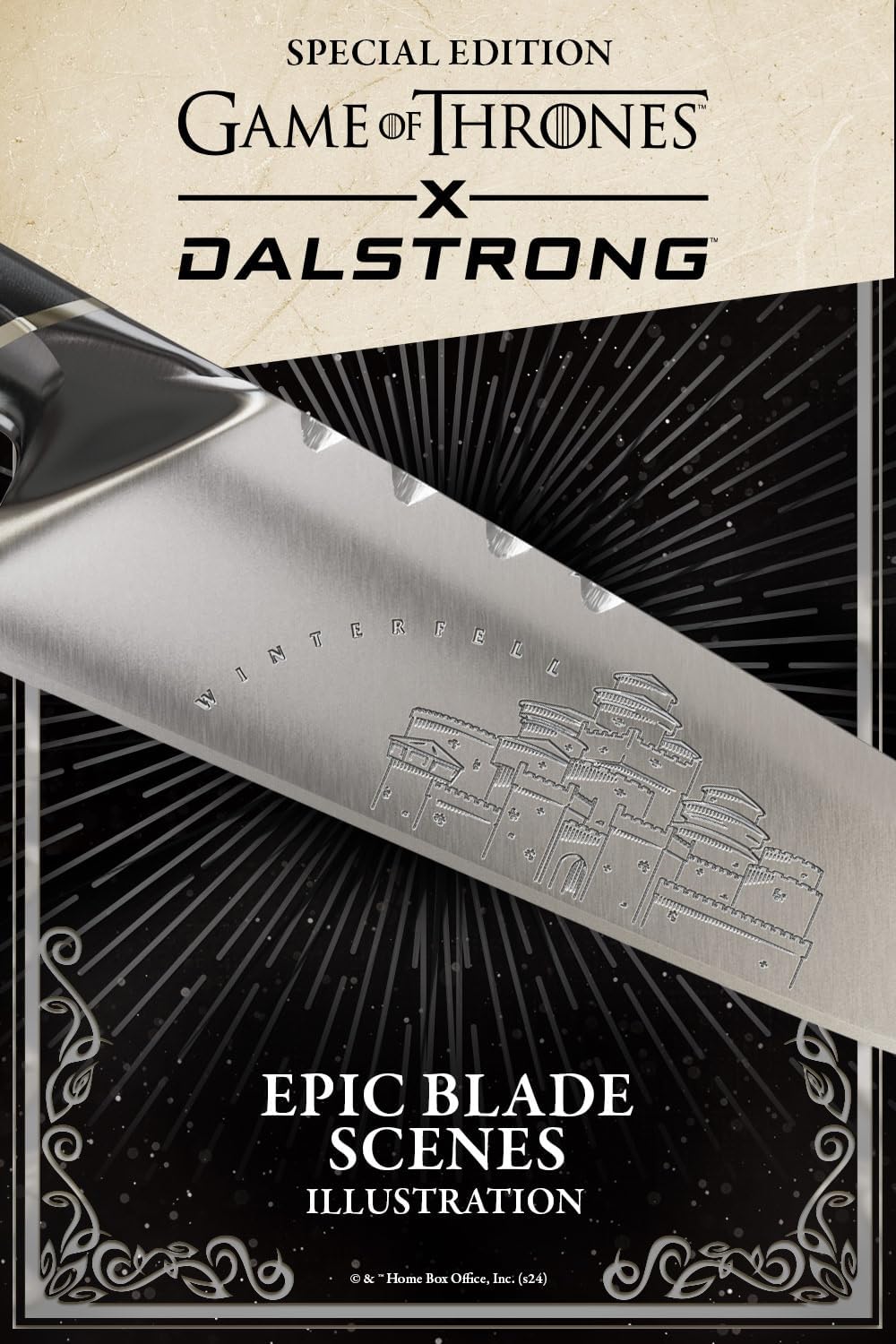 Dalstrong Game of Thrones House Stark 8' Chef Knife — German X50CRMOV15 Steel, Collecion Edition, G-10 Handle — Officially Licensed — For GoT Fans, Collectors & Real Kitchen Use