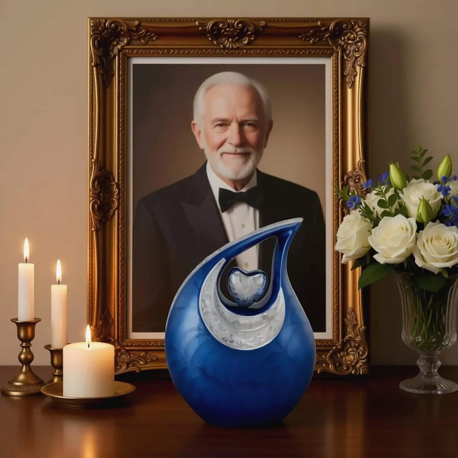 Teardrop Urns Blue for Human Ashes/Cremation Keepsakes for Ashes/Ash Holders (Blue, Large - (L) (156 Cu in)) from Keepsake Company